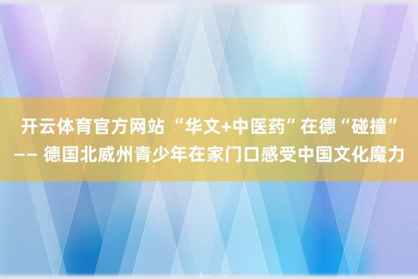 开云体育官方网站 “华文+中医药”在德“碰撞”—— 德国北威州青少年在家门口感受中国文化魔力