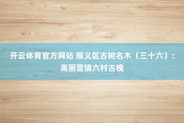 开云体育官方网站 顺义区古树名木（三十六）：高丽营镇六村古槐