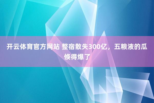 开云体育官方网站 整宿散失300亿，五粮液的瓜倏得爆了
